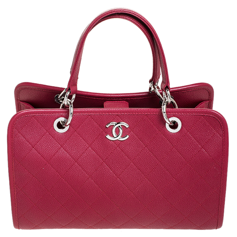 Pre Owned Chanel Red Quilted Leather Riviera Zip Shoulder Bag