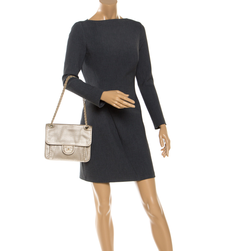 

Chanel Beige Perforated Leather Up in The Air Flap Bag