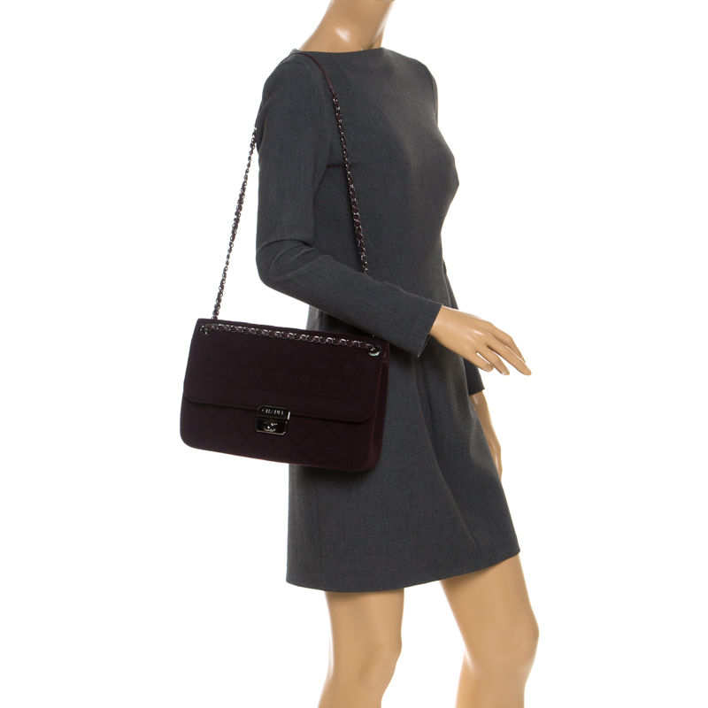 

Chanel Burgundy Quilted Jersey Flap Shoulder Bag