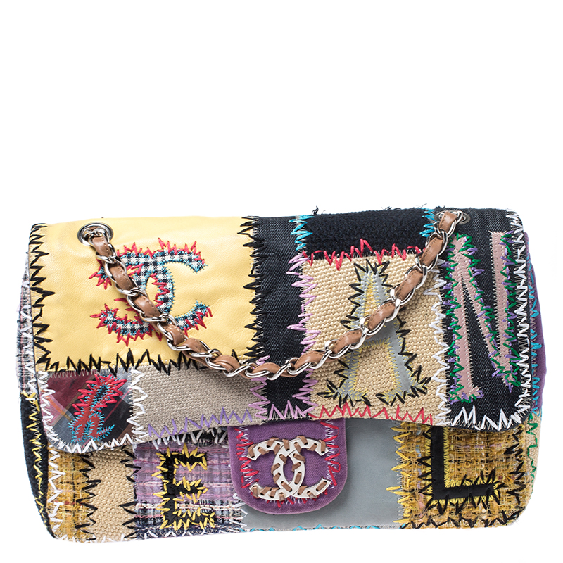 Chanel Multicolor Patchwork Jumbo Classic Single Flap Bag