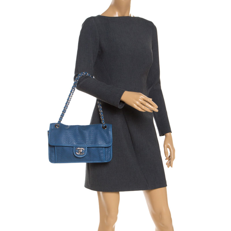 

Chanel Blue Perforated Leather Up in the Air Flap Shoulder Bag