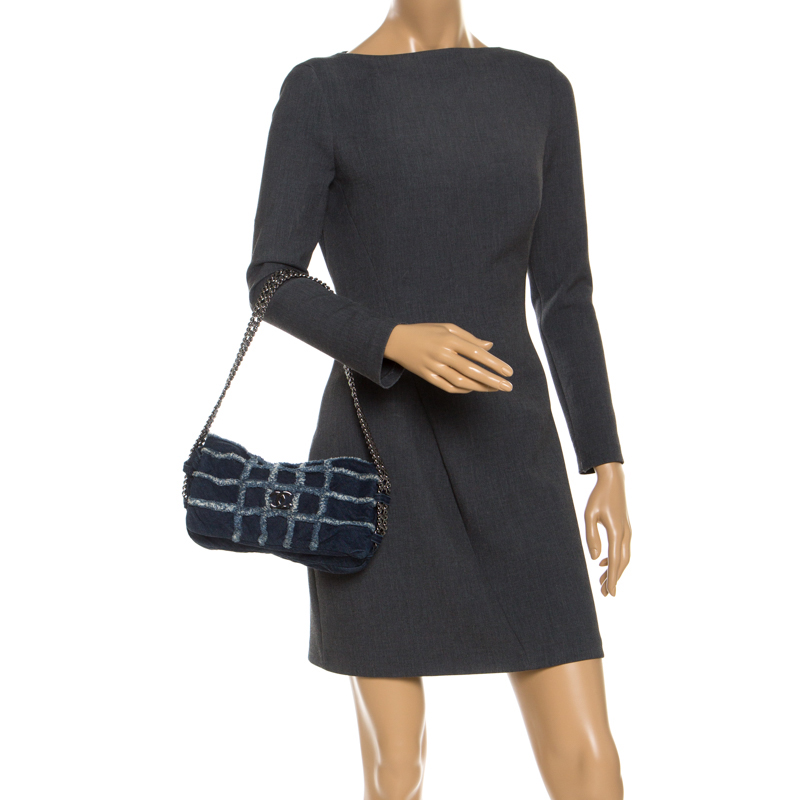 

Chanel Blue Denim Classic Triple Chain Flap Bag