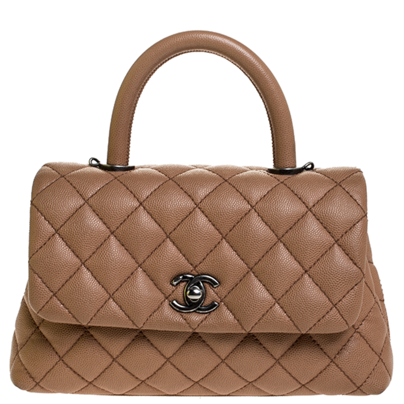 Chanel Brown Caviar Leather Mini Coco Top Handle Bag Chanel