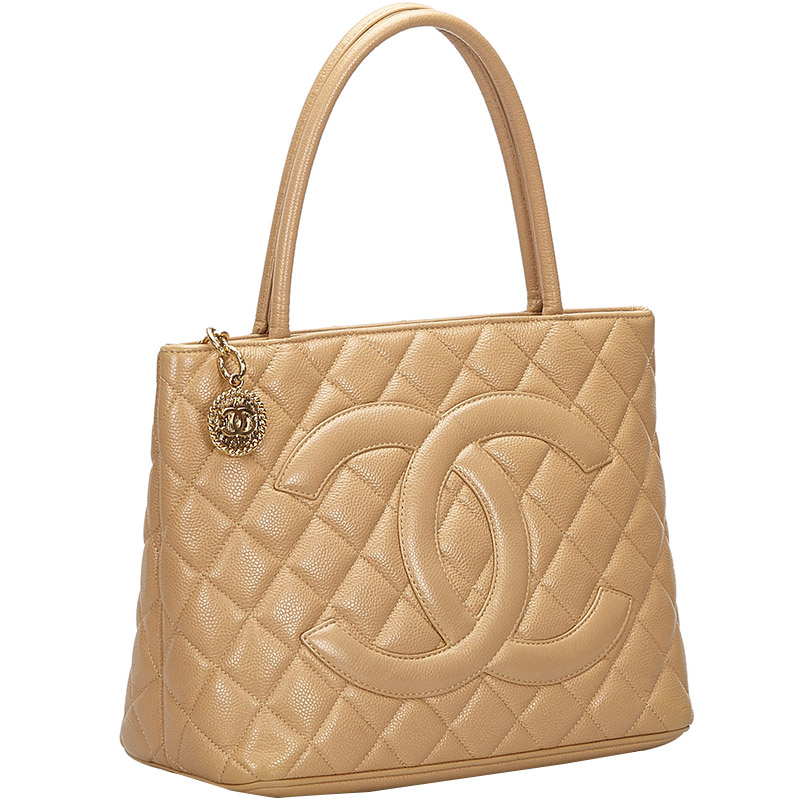 

Chanel Brown Caviar Leather Medallion Tote Bag