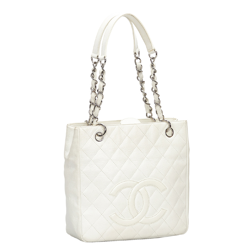 

Chanel White Caviar Petite Shopping Tote