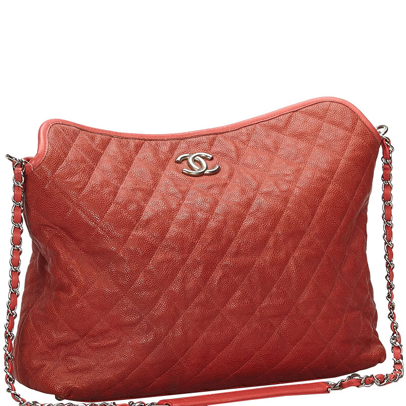 

Chanel Red Quilted Caviar Leather Shoulder Bag