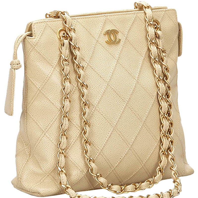 

Chanel Brown Quilted Caviar Leather Tote Bag