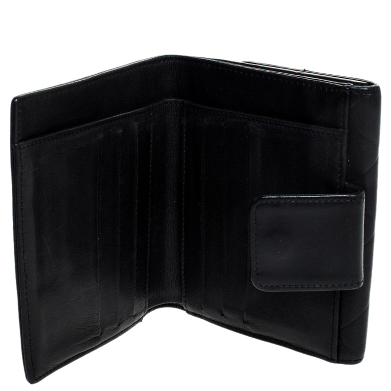 

Chanel Black Quilted Leather Compact Wallet