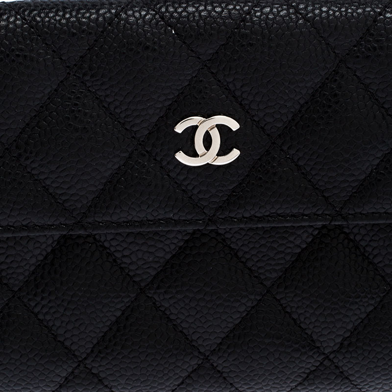 CHANEL wallet A48980 Matelasse Double Sided Matt caviar skin black