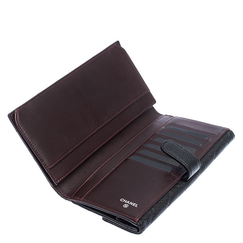 

Chanel Black Caviar Leather Double Sided Long Classic Flap Wallet