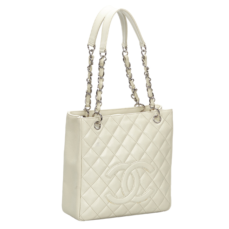 

Chanel White Caviar Leather Petite Shopping Tote