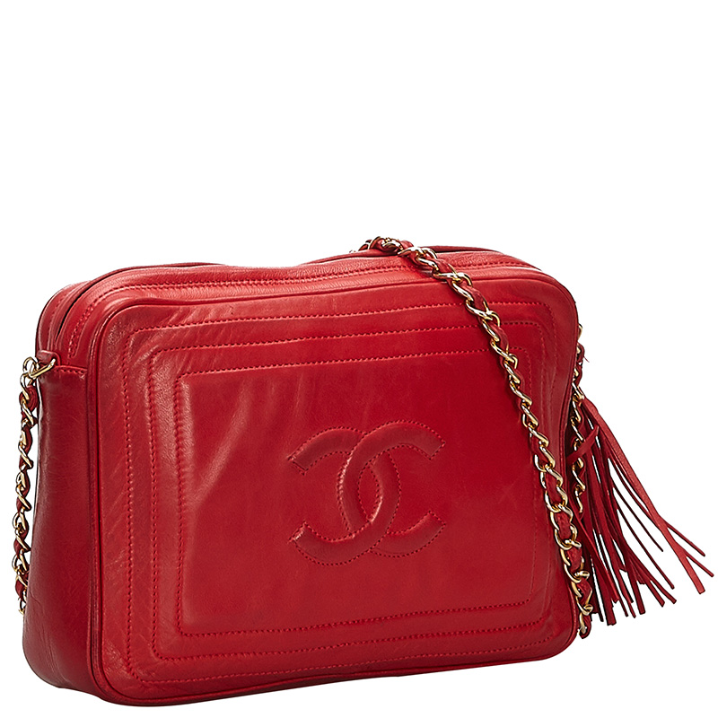 

Chanel Red CC Lambskin Leather Camera Bag