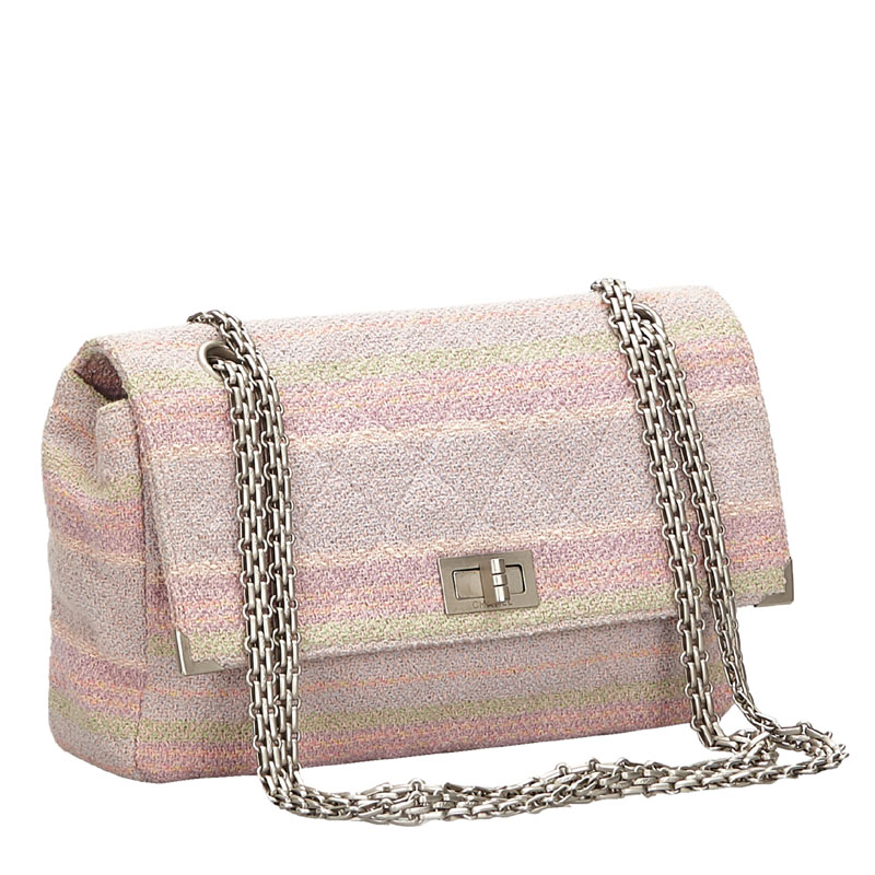 

Chanel Pink Cotton Tweed Reissue 225 Single Flap Bag, Multicolor