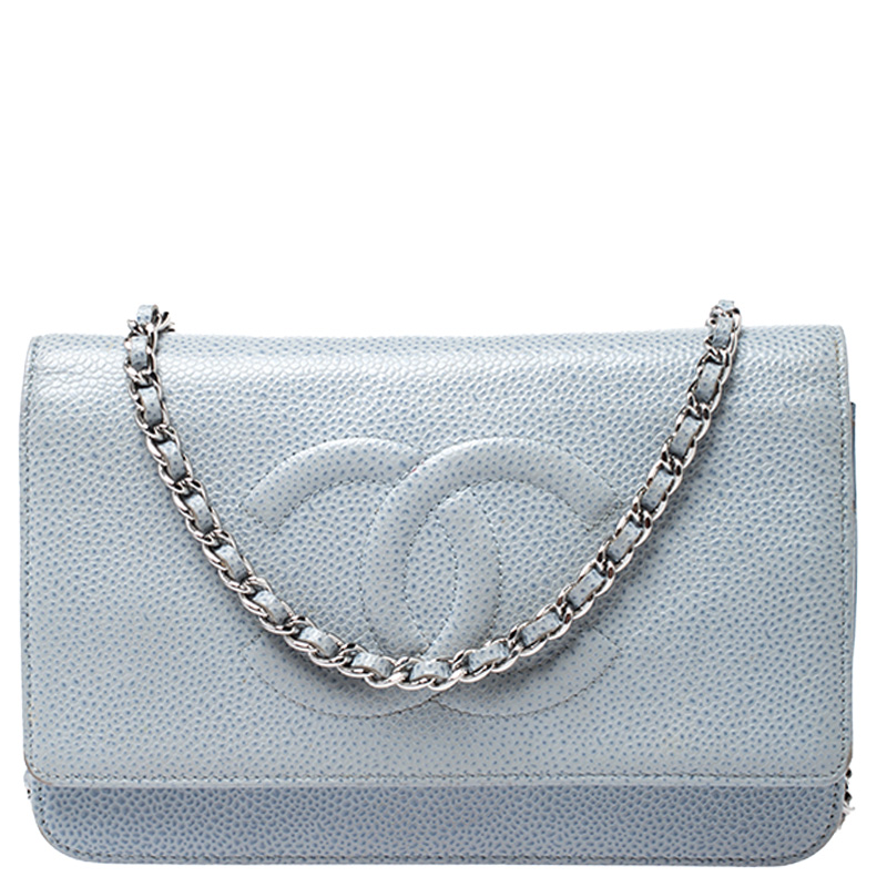 Chanel Sky Blue Quilted Leather Timeless WOC Clutch Bag