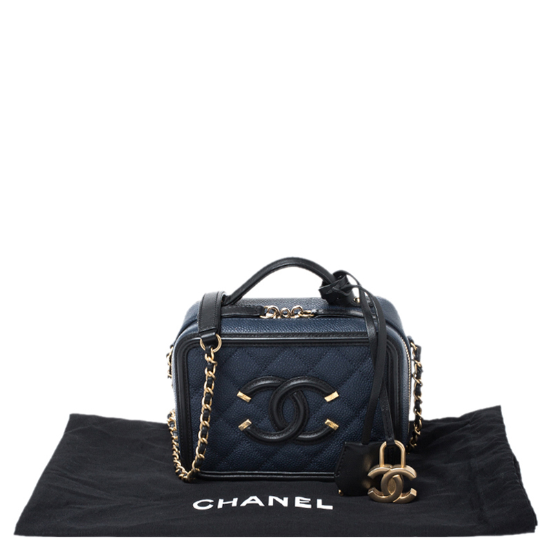 Chanel Vanity Case Small Caviar Blue  SACLÀB