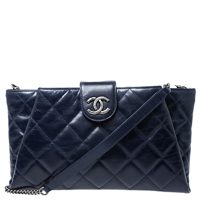 chanel blue clutch bag