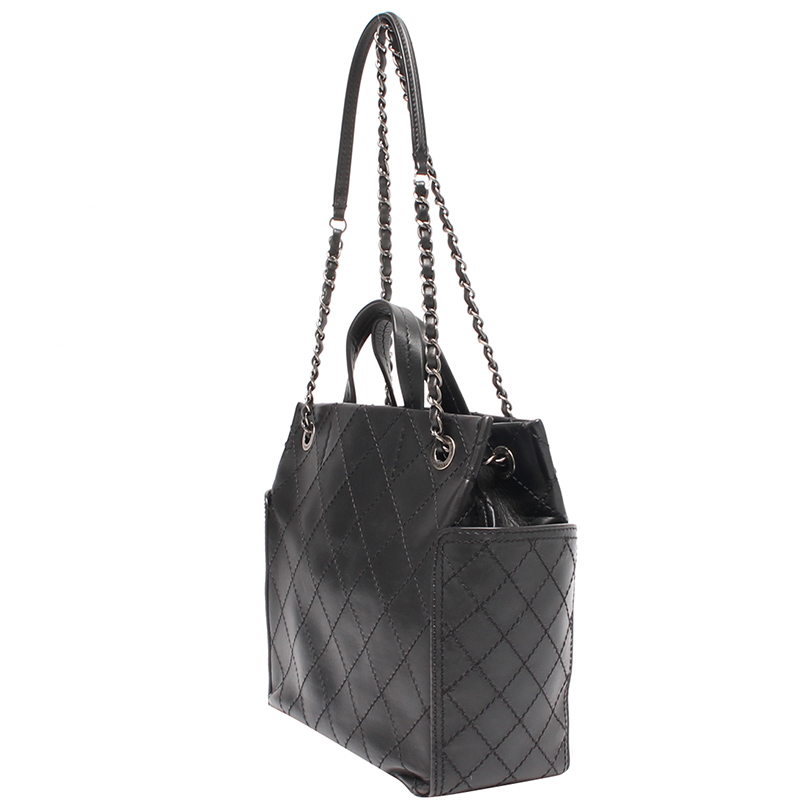 

Chanel Black Leather Wild Stitch Shoulder Chain Bag
