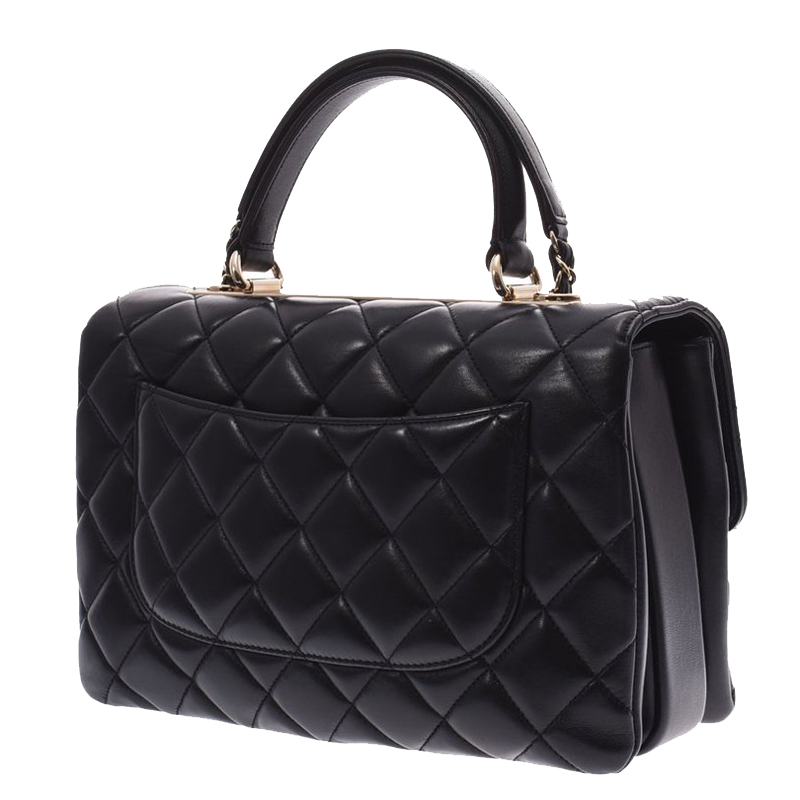 

Chanel Black Quilted Leather Top Handle Bag