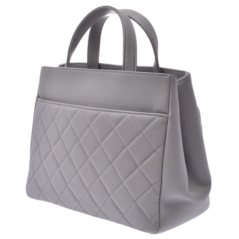 

Chanel Gray Caviar Leather Satchel, Grey