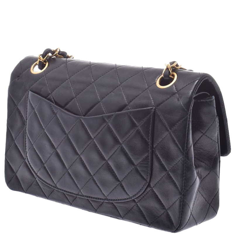 

Chanel Black Quilted Lambskin Leather Double Flap Bag