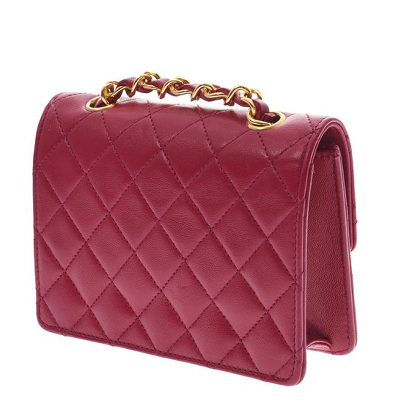 

Chanel Fuchsia Quilted Leather Chain Shoulder Bag, Red