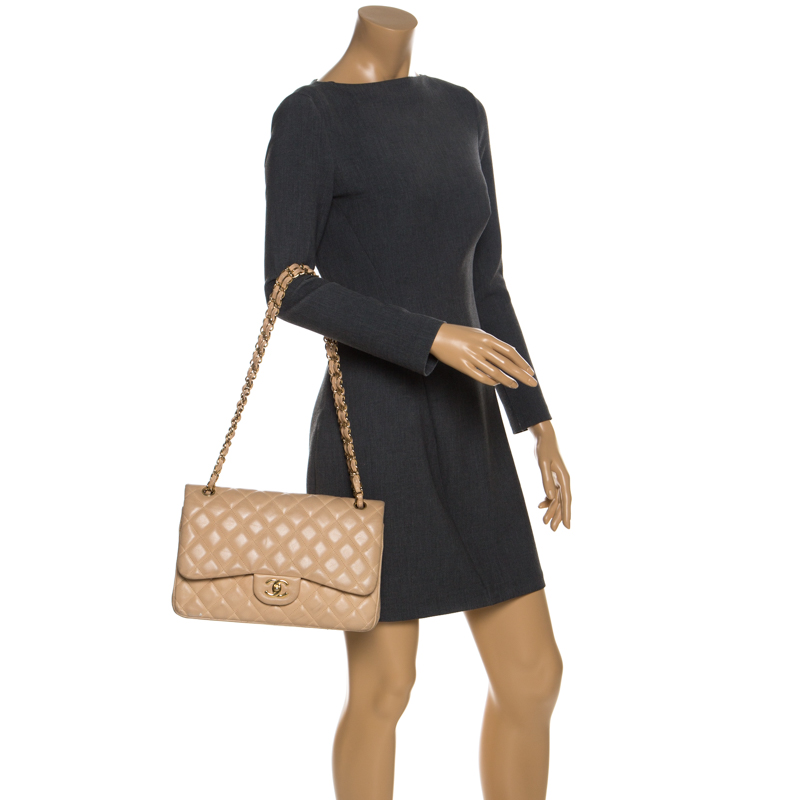 

Chanel Beige Quilted Leather Jumbo Classic Double Flap Bag