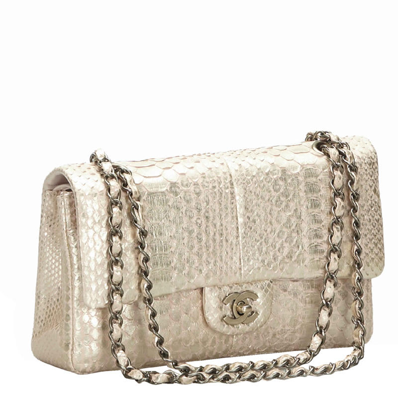 

Chanel Gold Python Leather Double Flap Bag