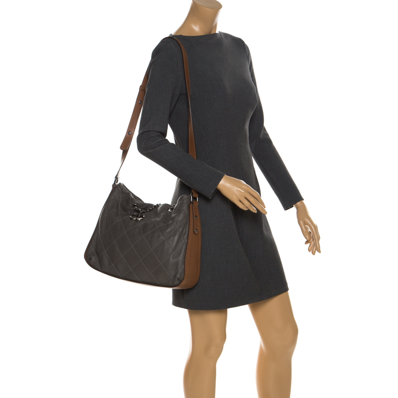 

Chanel Grey/Brown Quilted Leather Tote
