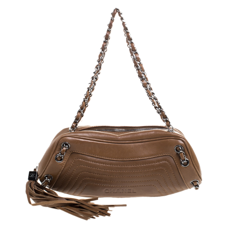 Chanel Brown Leather LAX Chain Shoulder Bag