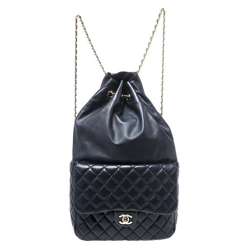 Chanel Navy Blue Quilted Leather Large Seoul Backpack