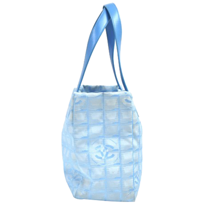 Chanel Chanel Travel Line Light Blue Jacquard Nylon Small Tote Bag