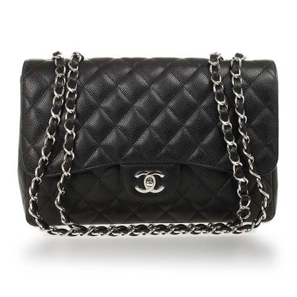 مملوكة مسبقًا Chanel Black Caviar Jumbo Flap