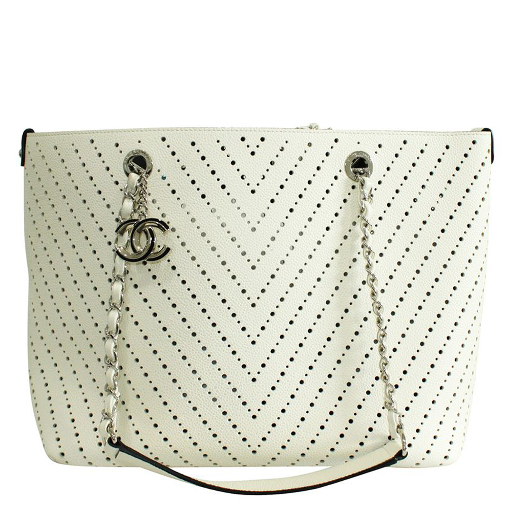 Chanel White Caviar Leather Weekend Tote Bag Chanel | TLC