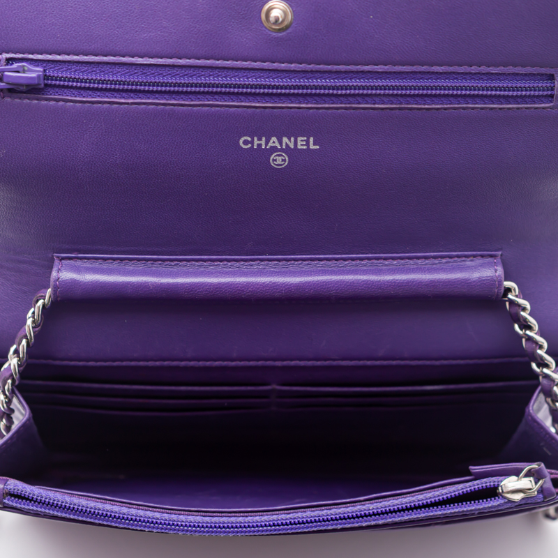 

Chanel Pruple Quilted Leather Reissue Wallet On Chain, Purple