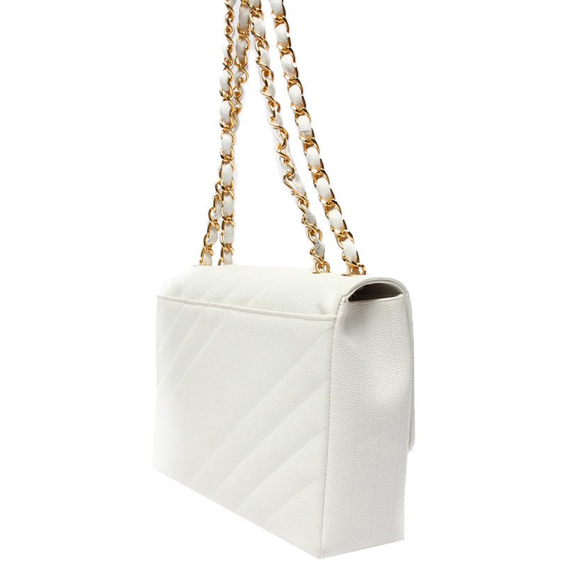 

Chanel White Caviar Leather Chain Shoulder Bag