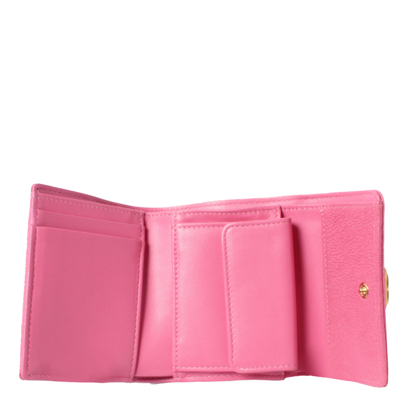

Chanel Pink Quilted Leather Boy Chanel Three Fold Wallet