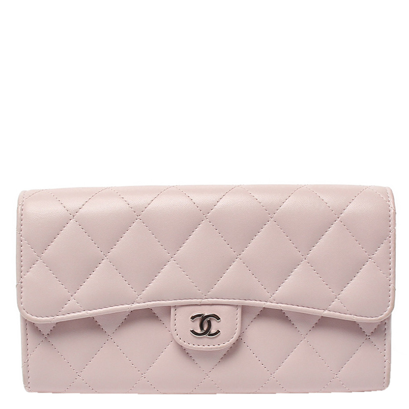 Chanel Pink Quilted Leather Long Wallet 