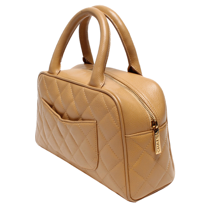 

Chanel Beige Caviar Skin Leather Bowling Bag