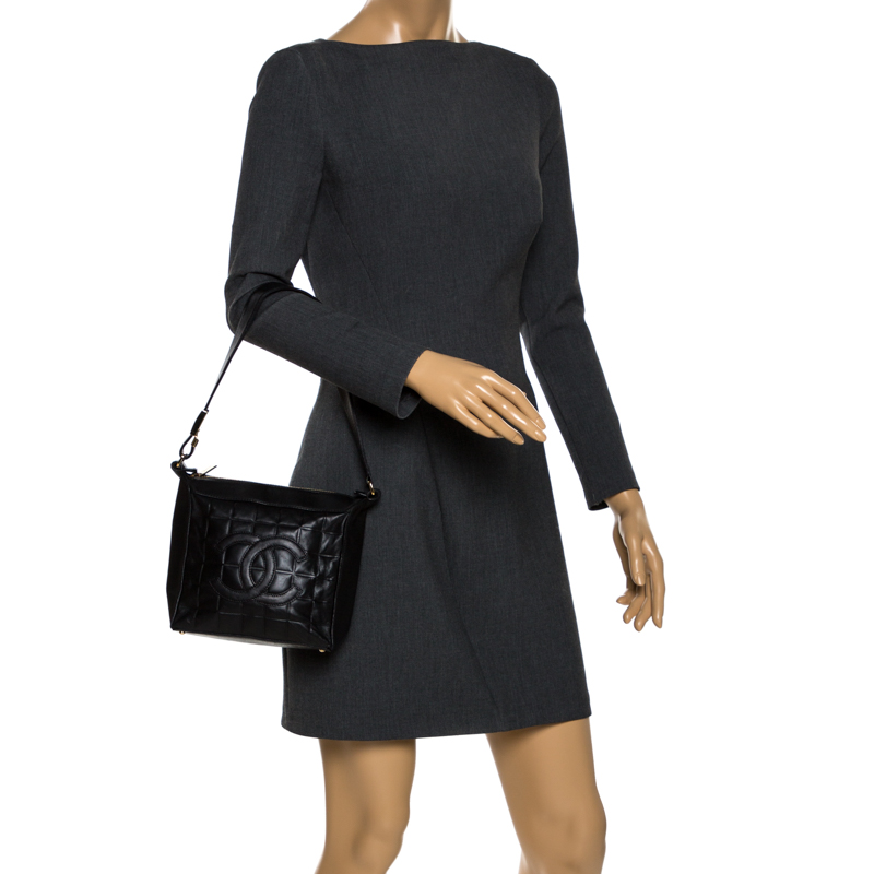 

Chanel Black Leather  Chocolate Bar Shoulder Bag