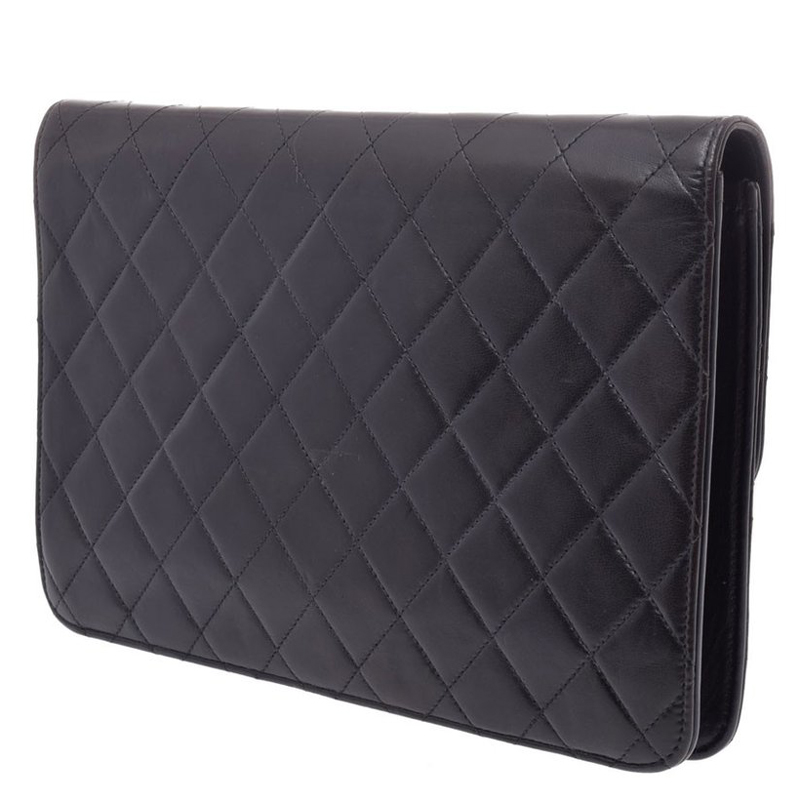 

Chanel Black Matrasse Leather Chain Flap Bag