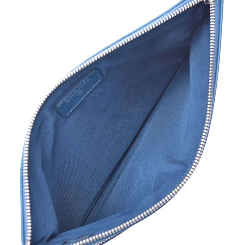 

Chanel Blue Matrasse Leather Pouch