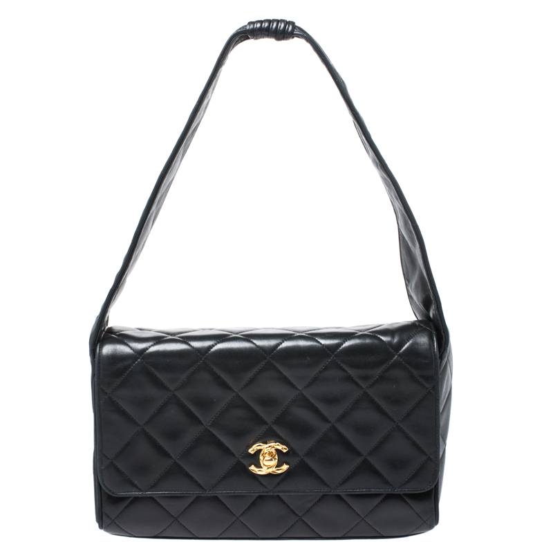 chanel black leather shoulder bag