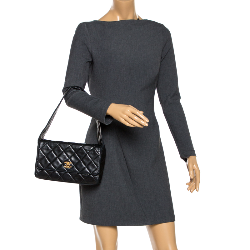 

Chanel Black Quilted Leather Vintage Shoulder Bag