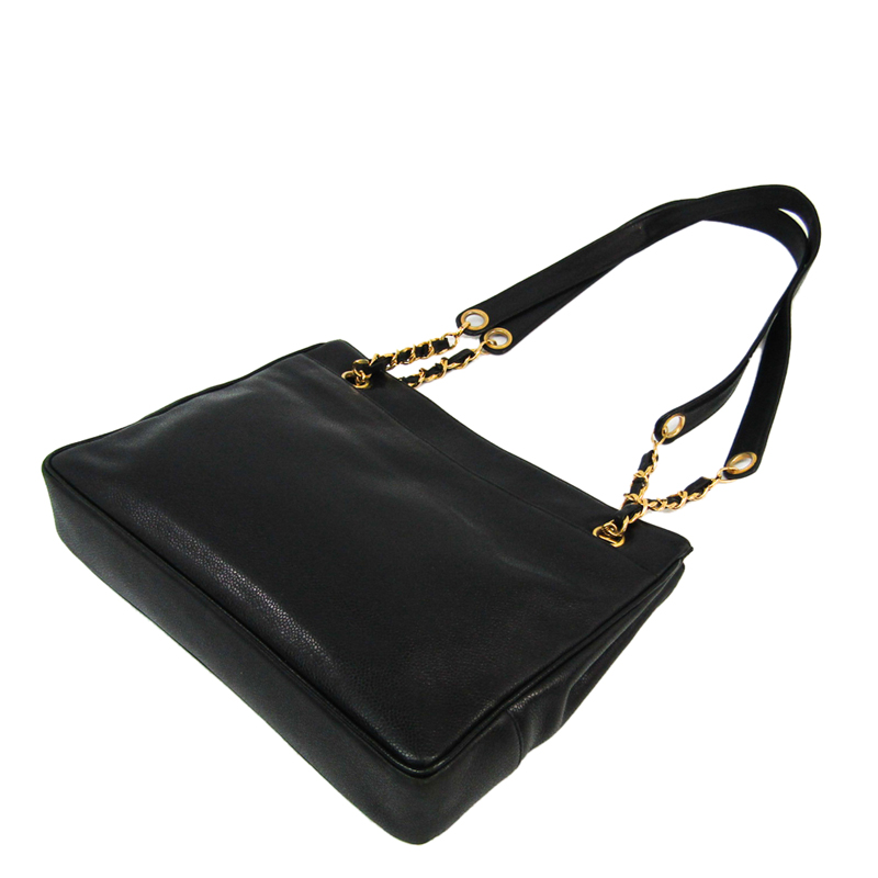 

Chanel Black Caviar Leather Chain Tote