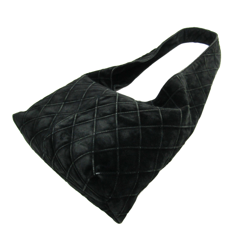 

Chanel Black Suede Leather Turnlock Shoulder Bag