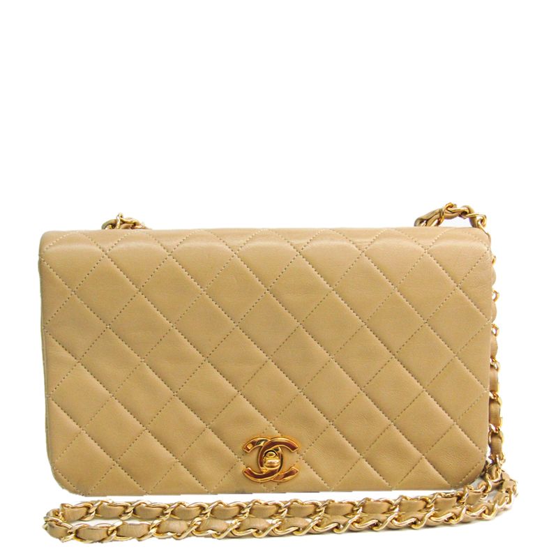 Pre-owned Chanel Beige Matelasse Leather Flap Shoulder Bag | ModeSens