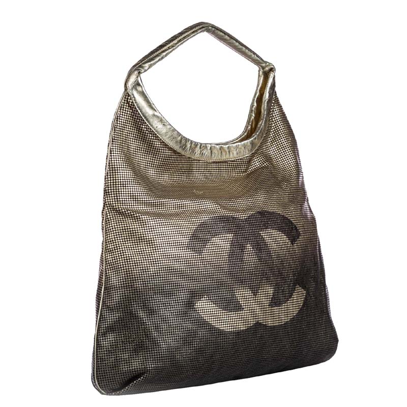 

Chanel Gold Leather Hollywood Hobo Bag, Black