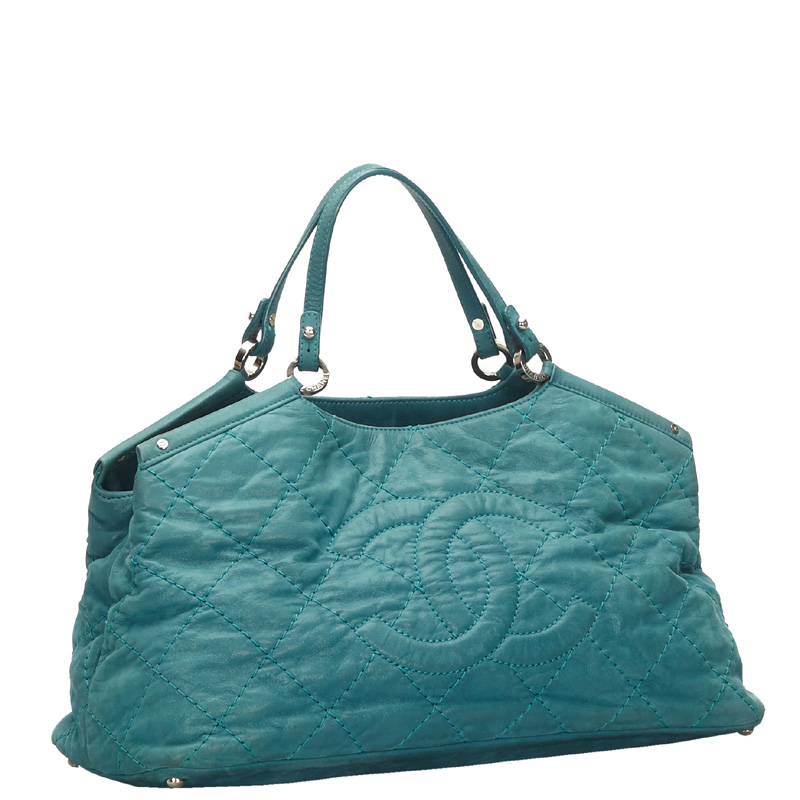 

Chanel Blue Leather Wild Stitch Tote Bag