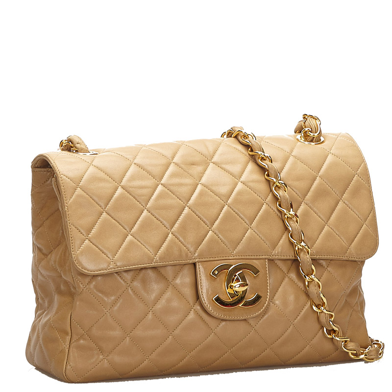 

Chanel Beige Quilted Leather Jumbo Classic Single Flap Bag