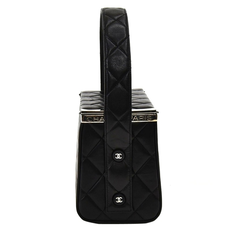 

Chanel Black Quilted Leather Vanity Top Handle Bag